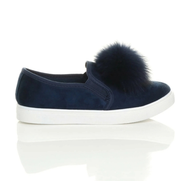 Michael Kors Collection Eddy Pom-Pom Suede Slip-On Sneakers Navy Size 6.5 US - Picture 2 of 16